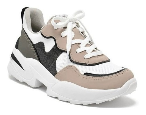 Tênis Feminino Casual Sneaker Chunky Via Marte 20-13103 Bege