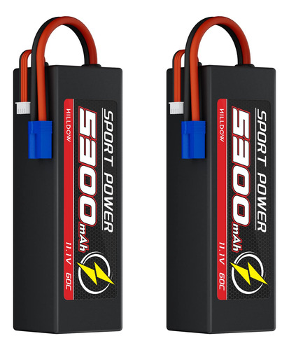 Hilldow Batera Lipo Rc De 11.1 V 3s 60c 5300 Mah Lipos Bater