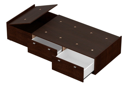 Imagen 1 de 5 de Cama Con Cajones Box Base Somier 1 Plaza Wengue 56622