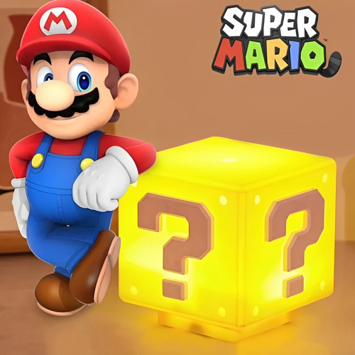 Kit 6 Action Figure + Luminária Mario Bros Luigi Yoshi