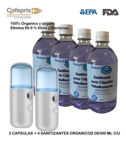 4 Sanitizantes Para Capsulas Más 2 Nano Difusor Humidificado