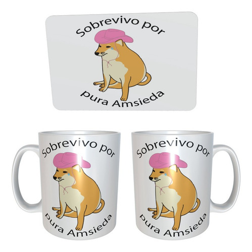 Kit Mousepad Taza Perro Cheems Sobrevivo Por Pura Amsieda