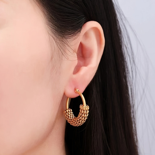 3 Pares Aretes Para Mujer Oro 14k Set Arracadas Moda.