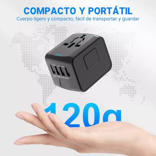 Adaptador Enchufe Universal Viaje Internation+porta Pasaport