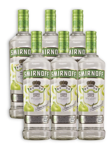 Smirnoff Green Apple Vodka Triple Destilado X6u 700ml