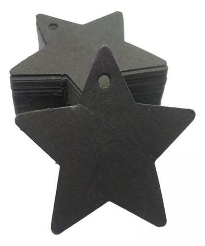 5 X 100x Etiquetas De Regalo En Forma De Estrella Negro