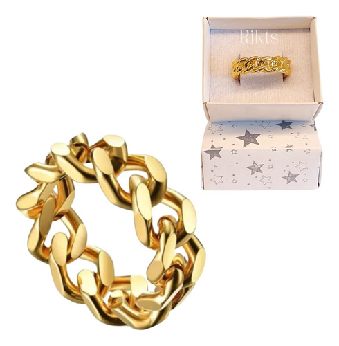 Anillo Cubano Acero Miami Hip Hop Rap Mujer Hombre Oro Plata