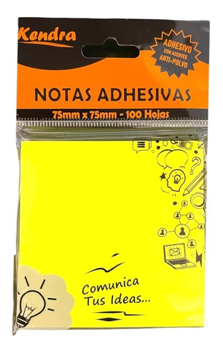 Notas Adhesivas Kendra Fluo 75mm X 75mm  X 100 Hojas