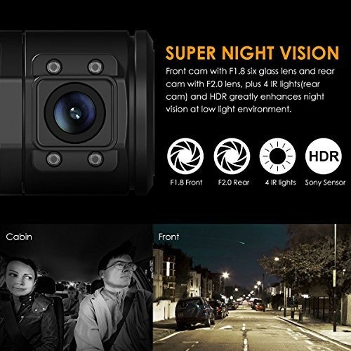 Vantrue Camara Dash N2 Pro Front Y Int Para Automovil Uber