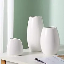 Comprar Jarrones Juego De 3 Jarrones De Cerámica Blanca Decoraciones