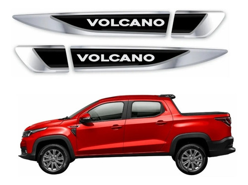 Par Adesivo Aplique Resinado Para Fiat Strada Volcano 20271 Cor Cromado