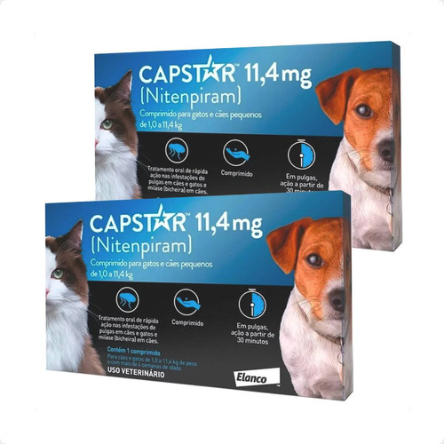 2 Capstar Antipulgas Gatos Cachorro Ate 11kg Envio Imediato