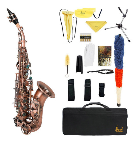 Rojo Antiguo Saxofón Soprano Bb Key Instrumento De Viento