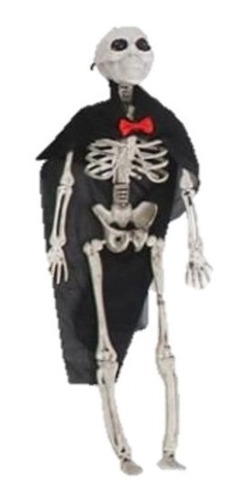 Esqueleto De Plástico Con Capa Adorno Halloween Colgable