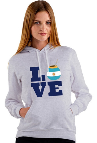 Imagen 3 de 6 de Buzo Gris Love Argentina Paises Ciudades Hombre Mujer Niños