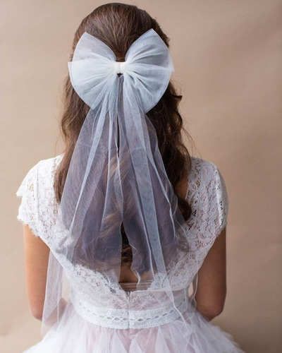 Véu De Noiva Com Laço Casamento Despedida Solteira Chá Cor Branco
