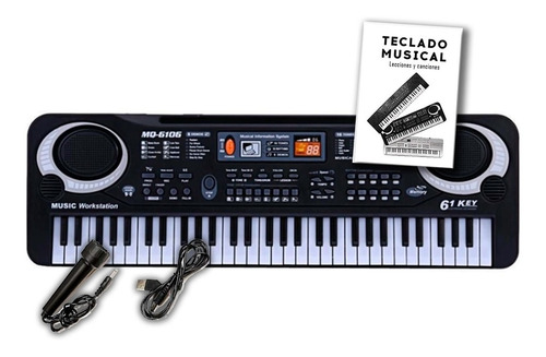 Imagen 1 de 10 de Organo Teclado Musical Infantil Microfono Mq6106 5 Octavas