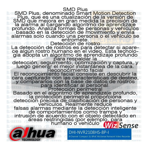 Imagen 9 de 10 de Dahua Nvr 8 Canales Poe H265 Reconocimiento Facial Con I.a.