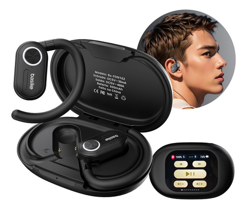 Fone De Ouvido Sem Fio Basike Bluetooth5.4 Ows Com Tela Lcd