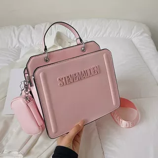 Color Sólido Letras Mano Bl Bolsa De Hombro Bolsa Crossbody Color Rosa