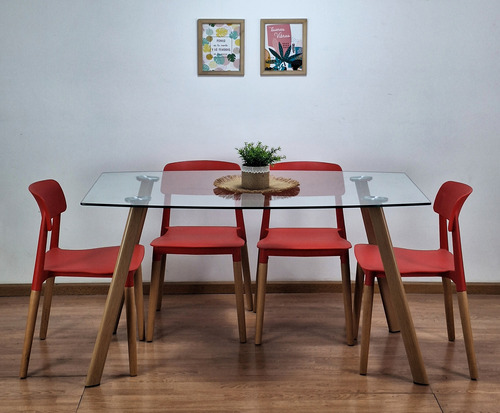 Juego Comedor Mesa Nordica Ferra 1,40 Haya + 4 Sillas 