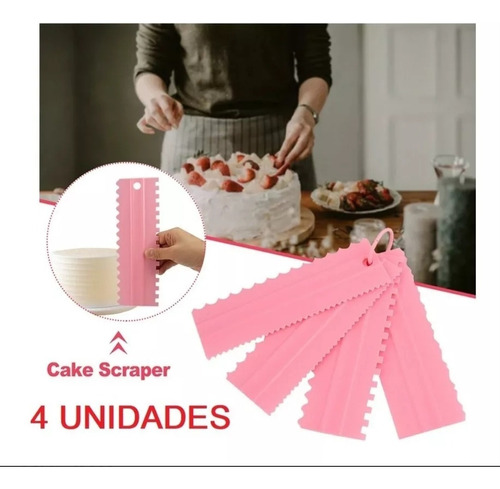 Scraper Espatula Peine Alisador Reposteria Set De 4 Piezas