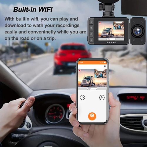 Cámara Trasera Grabadora De Coche 3 Cámaras 1080p 24h Wifi
