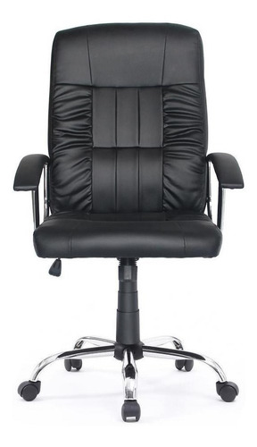 Cadeira de escritório Travel Max Presidente ergonômica  preta com estofado de couro sintético