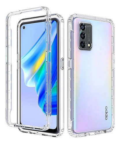 Funda 2 En 1 Uso Rudo For Modelos Oppo Bicolor Transparente