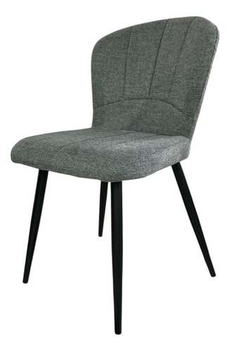 Silla Comedor Panama Pack 2 Unid Chenille Base Negra Chenille Negro Gris Oscuro