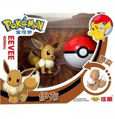 Brinquedo Pokemon Eevee Articulado Dentro De Pokebola Ball