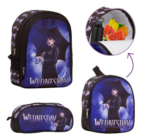 Mochila Infantil Escolar Grande Wandinha Adams Crianças
