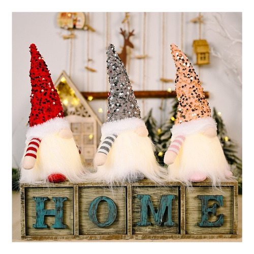 Lote 3 Muñecoduende Con Luz Led Mayoreo Navideño Gnomo