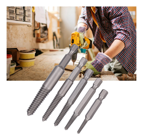 5pcs Extrator De Parafuso Quebrado Hex Shank Dentes Finos Da