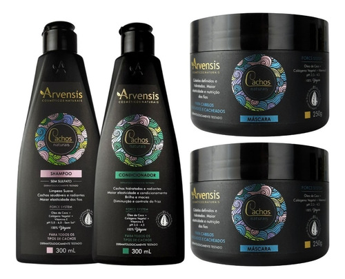 Kit Arvensis Ondulados Shampoo + Condicionador + 2 Máscaras