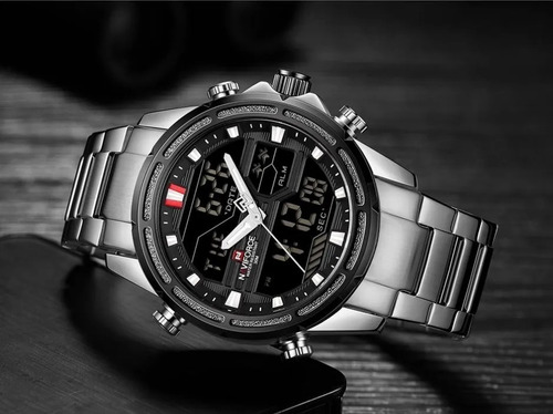 Relógio Masculino Top De Luxo Naviforce Analógico Em Aço