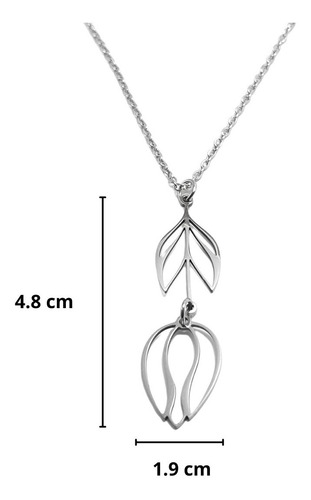 Imagen 2 de 2 de Collar Mujer Dije Flor Tulipán Acero Inoxidable Minimalista