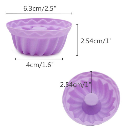 24 Pcs Molde Rosca Silicona Capacillo Gelatina Repostería Multicolor