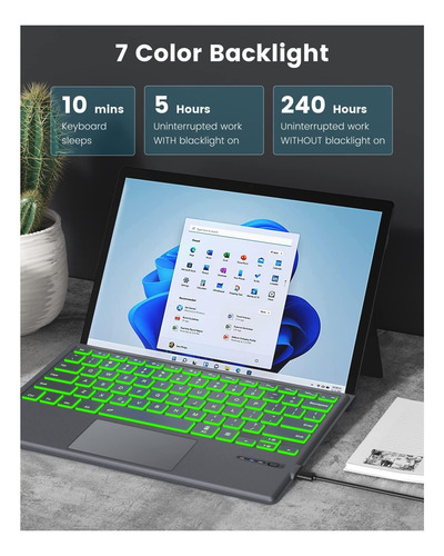 Moko Type Cover Fit Microsoft Surface Pro 7 Pro Pro 3, Para Gris.