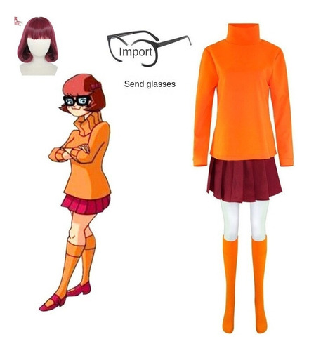 Cosplay De Halloween De Scooby-doo Velma, Incluye Peluca