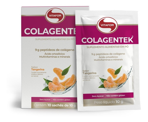 Colagentek - 10 sachês 10g tangerina - Vitafor