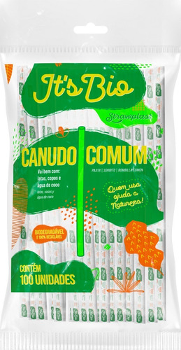 Canudo Biodegradável 19,5cm Strawplast C/ 1000 Unidades