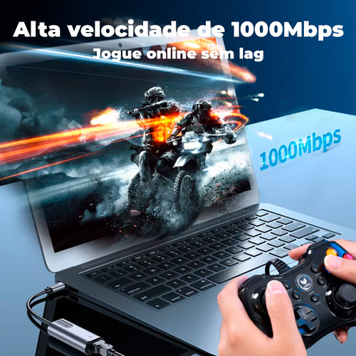 Placa Rede Usb C 3.1 Rj45 Giga Lan 1 Gbp Ethernet Vention