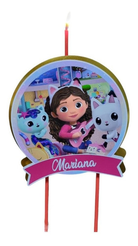 Vela Topper Personalizada Gaby Y La Casa De Las Muñecas