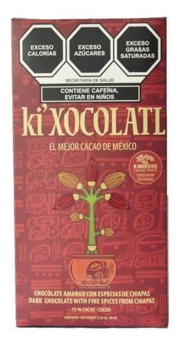 Ki Xocolatl Rojo Al 72% Cacao Especias, Natural, Orgánico