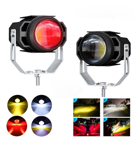 2pcs Faros Auxiliares Lupa 90w Para Auto Moto Con Estrobo