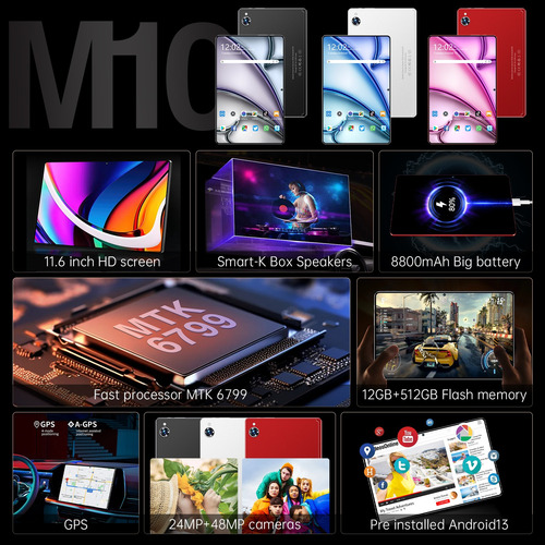 Tablet 12gb+512gb 11.6'' Android 13 Con Teclado 2xsim Wifi6