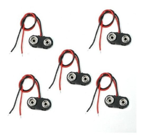 Uxcell 5pcs I Tipo 9 V Bateria Clip Carcasa Rigida Conectore