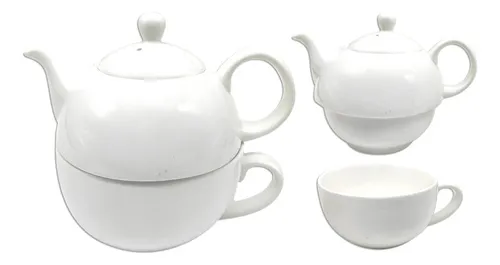 comprar Tetera Taza Platillo Color Blanco Liso