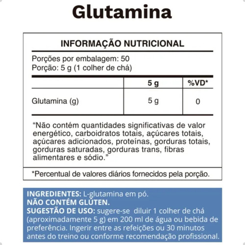 Glutamina Em Pó 250g Ocean Drop